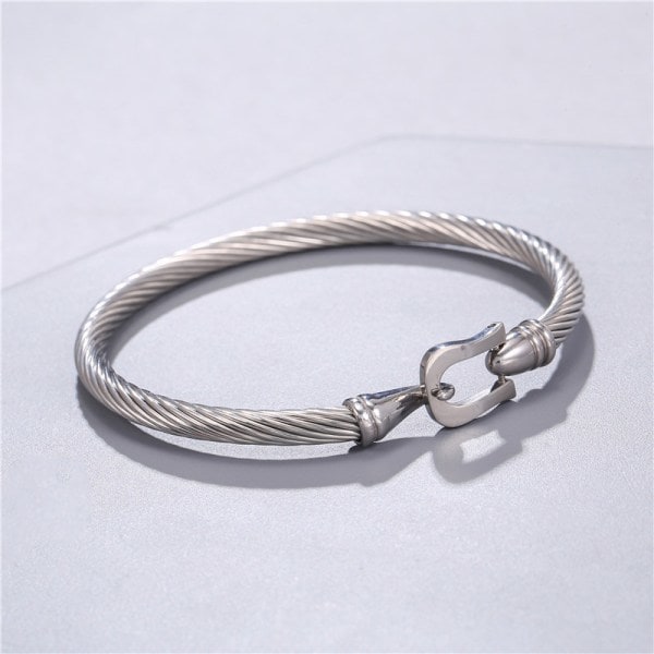 IC NOE Elegant snoet kabelarmbånd i rustfrit stål med hvid