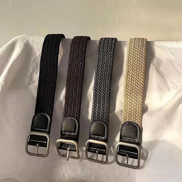 Elastisk elastikrem, vævet lærredstaljebånd, alsidigt afslappet nålespænde til damer og kvinder, kvindelig studerende sort Bredde 2.5cm, Længde 105cm black Width 2.5cm, Length 105cm