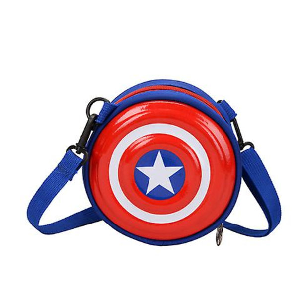 Børne Spiderman Captain America Mini Messenger Taske Axelväska Rund Väska Gave Himmelblå