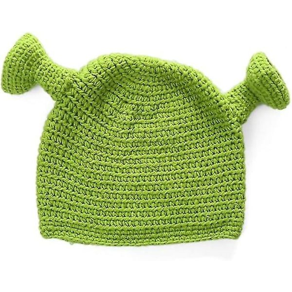 Unisex handgjorda Shrek-hattar - Varmt och hållbart handgjort mössa - Ull vinterhatt för kvinnor och män - Grön