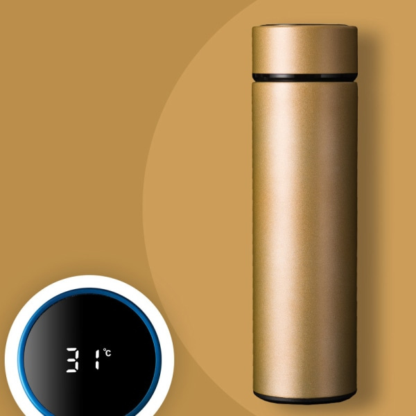 IC Smart Termos i Borstat Rostfritt Stål 316 med Digital Display för Temperaturmätning Guld 500ml