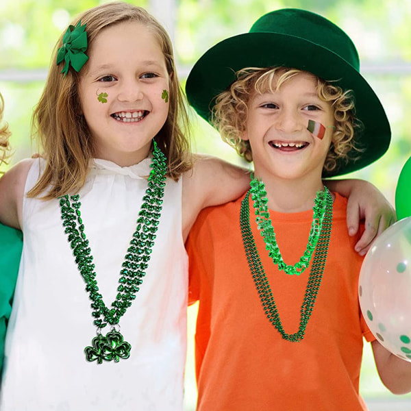 IG 18ST St. Patricks Dag Shamrock Halskæde Clover Grøn Perle