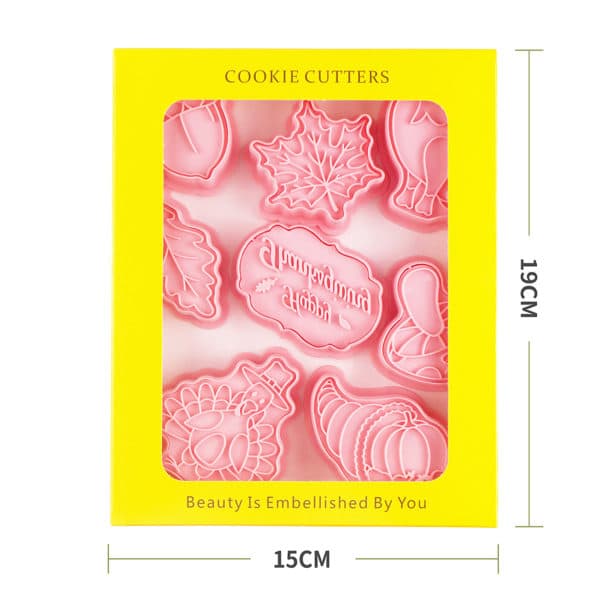 IC 8 stykker efterår Thanksgiving Cookie Cutters med stempel