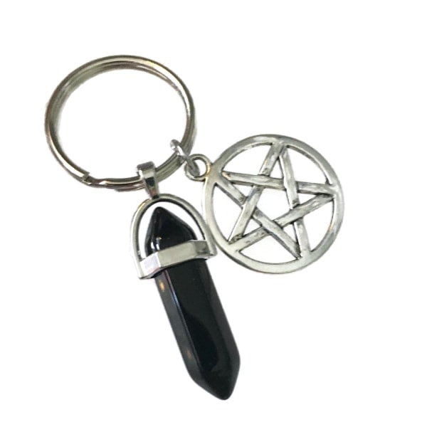 Nyckelring Onyx Pentagram Wicca Pagan Symbol Svart IC