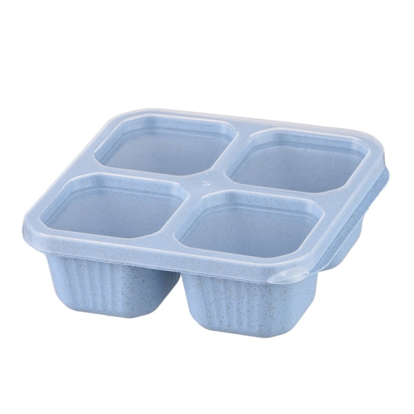 Snacklådor (3-pack) - 4 fack stapelbara Bento-lådor Matlådor Återanvändbara Lätta Lunchlådor för Barn och Vuxna Blå blue