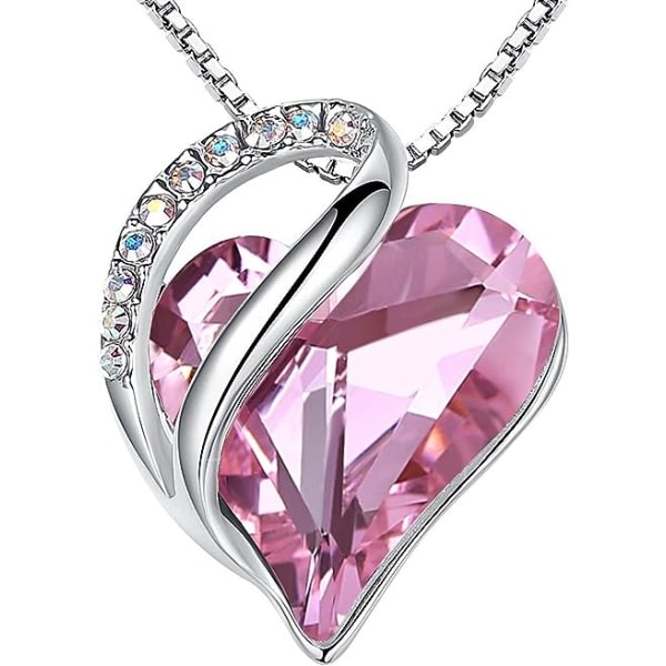 IC Halsband för kvinnor, Infinity Love Heart hängsmycke med födelsestenskristaller, smycken presenter för fru, silverpläterad 18 + 9 tums kedja