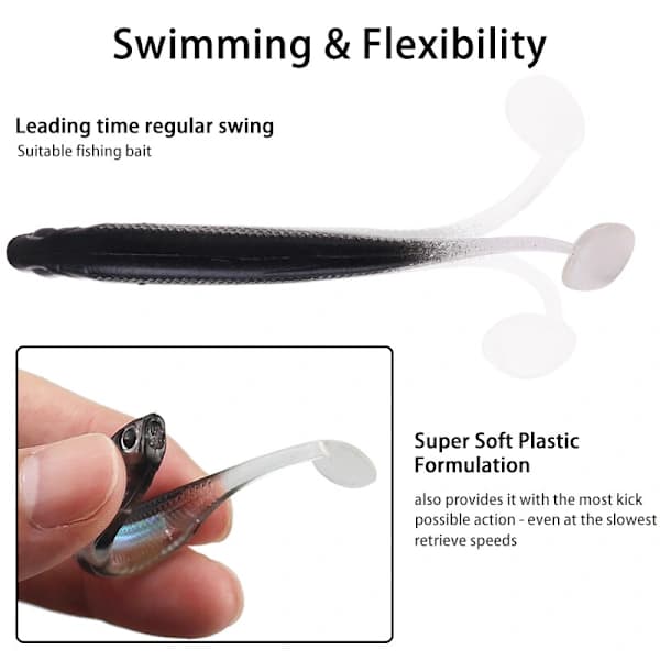 10 stk. realistiske Swimbaits bløde plastfiskelokker med padlehale til bas og ørred