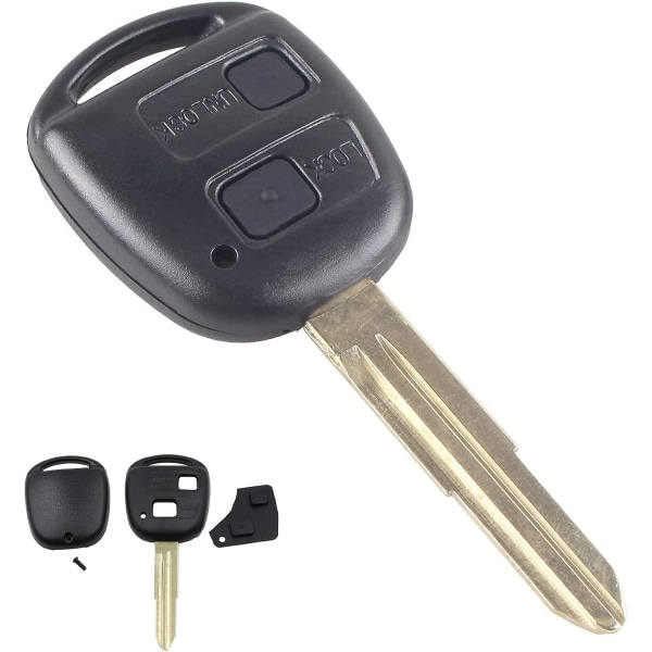 IC 2-knappars fjärrnyckelskal med gummikudde för Yaris/Up Tarago/Ehco/Avensis/Corolla/RAV4/Prado