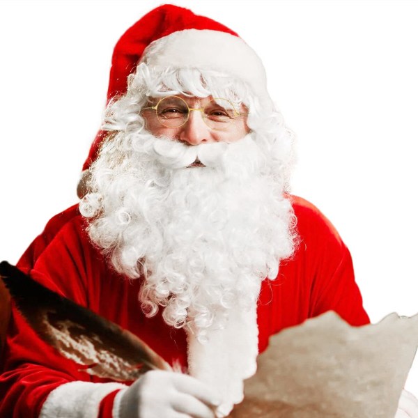 Santa Wig Skägg Set Realistisk Julemand Vit Skägg Peruk