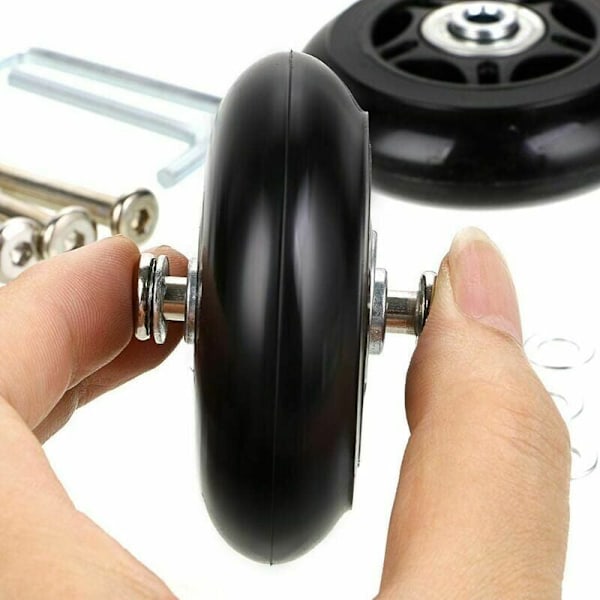 Sæt med 2 udskiftningshjul til kuffert med aksler Sort 40mm18mm Universalhjul til kuffert, DEBUNS