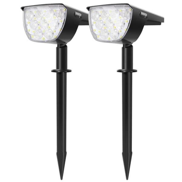 IC Pack Udendørs Solcelle Spotlight, 30 LED Solcellelamper Vandafvisende IP67 Justerbar Solcelle Floodlight med Solpanel 180°