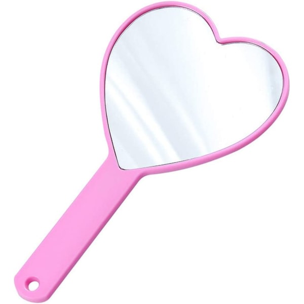 IG Hjärtformad resehandhållen spegel Bärbar personlig kosmetika Pink