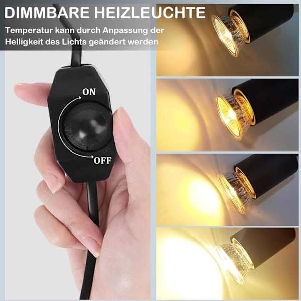 Sköldpaddsvärmelampa Kit Reptil Värmelampa med 2 UVA UVB-lampor 25W 50W Sköldpaddslampa Lång Bas 360 Rotation för Sköldpadda Reptilödlor Ormar Kameleonter