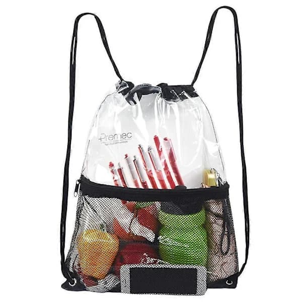 2 Pcs - Transparent Backpack, Transparent Drawstring Bag, Transparent Sports Backpack, Drawstring Sports Backpack, Transparent Sports Drawstring Bag