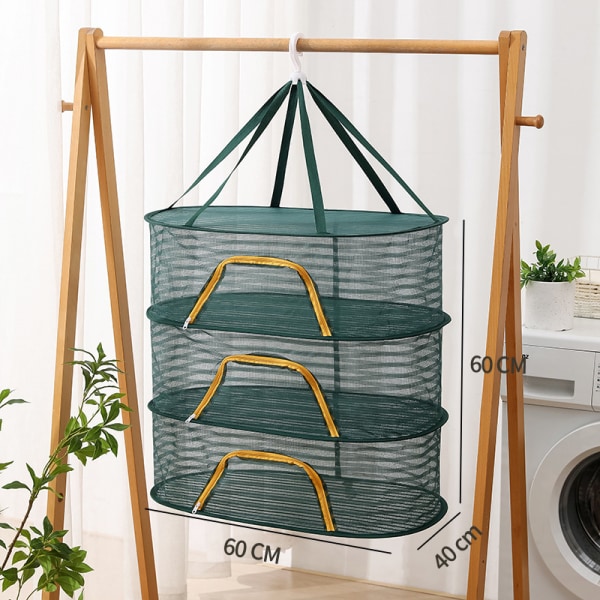 Multifunktionell bärbar hopfällbar flerskiktshängande torknät för torra varor grönsaker frukt örter kläder giftfri polyester Three layers