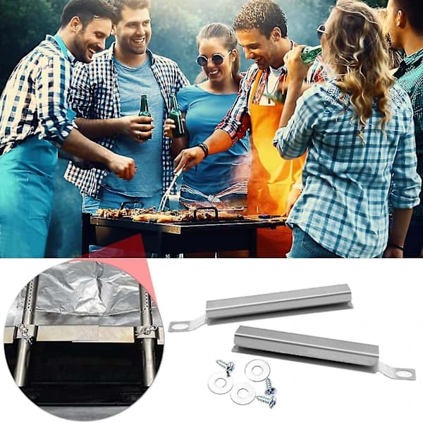 BBQ Crossover Tubes Justerbare Brænderudskiftningsdele i Rustfrit Stål til Gasgrill, 3-pak Sølv