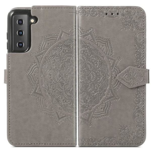 IC Samsung Galaxy S22 Kotelo Mandala Nahka Harmaa