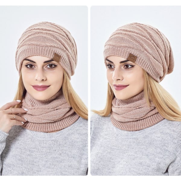 Rosa vinter varm hue hat og loop halsrør sæt med fleece