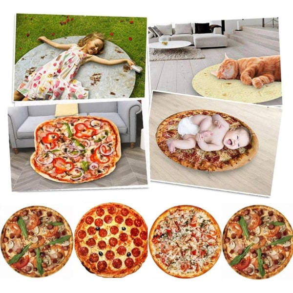 IC 180 cm Pizzapeitto Kaksisivuinen Burritopeitto, Pehmeä ja Mukava Pizzapeitto Aikuisten ja Lasten, Hauska Flanellipeitto