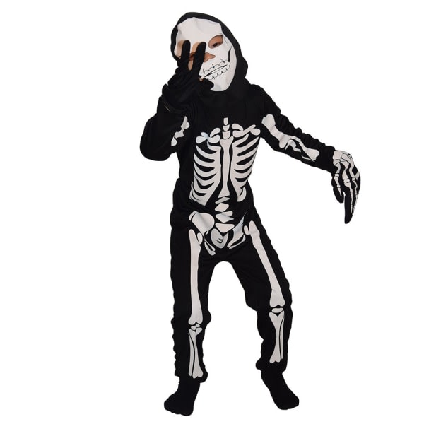 Skeletkostume til børn, Halloween skræmmende Jumpsuit til børn L