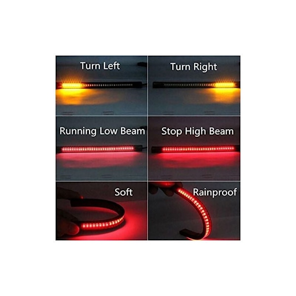 LED Lysstripe - For Motorsykkel - Brems/Blinklys - 48 LED - Universal og Fleksibel
