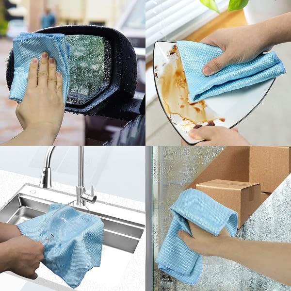 IC Fiskfjäll Stripe Glas Fönsterstäddukar - 5-pack Multifunktionella Återanvändbara Absorberande Bomull