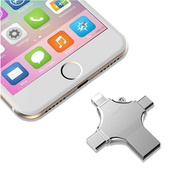 IC USB-muisti, yhteensopiva iPhonen, Micro USB:n ja Type-C-laitteiden kanssa (4 in 1)