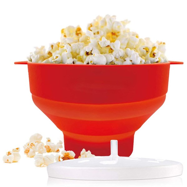 IC Popcorn Mikrobølgeovn Silikon Foldbar DIY Popcorn Spand Skål Mak Mørkeblå