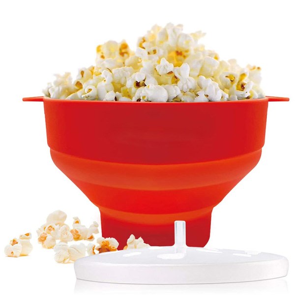 IC Popcorn Mikrovågsugn Silikon Vikbar DIY Popcorn Bucket Bowl Mak Mørkeblå