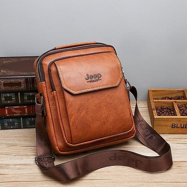 IC Herraxelväska Messenger Bag Herr Dragkedja Man Väska Hög kapacitet (brun)