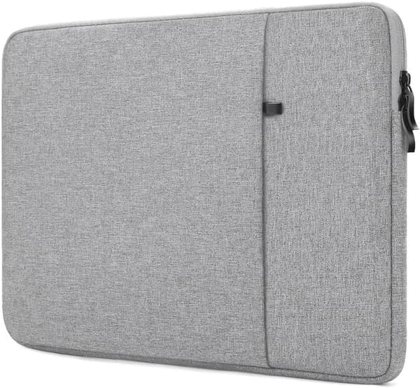 13-tums laptopfodral, vattentät polyester, mjukt mockafoder, framficka, dubbla dragkedjor, MacBook Air, resor, kontor, grå