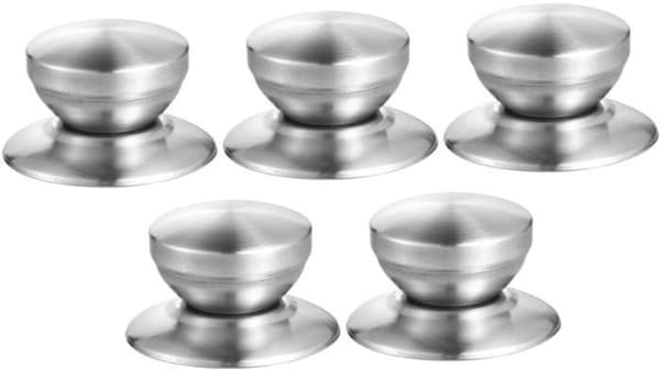 5-delt knopsæt i rustfrit stål til grydelåg, nemme at installere reservedele til pander, dampkogere og kasseroller, 60 × 32 × 21 mm
