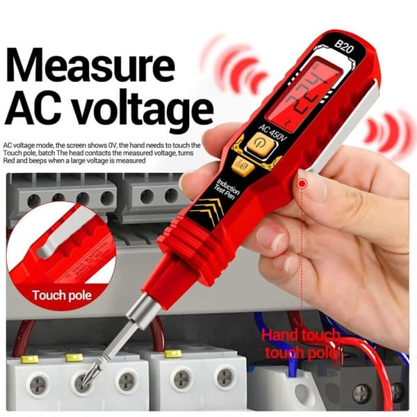 Spänningstestare - Digital elektrisk testmultimeter, strömbrytarelokalisator med LED-ljus, bärbart elverktyg