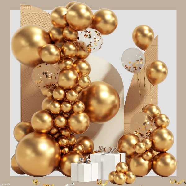 IC Gold Balloon Garland Arch Kit 100-pack 18/12/10/5 tums latex partyballonger Olika storlekar Konfettiballonger Kromballong för förlovning