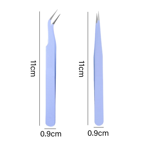 IC Set - Precisionspincett - Sned og spetsig pincett - Pincett for ögonbryn - Pincettsats i rostfritt stål - Lila