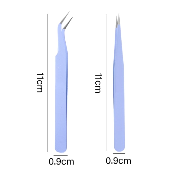Pinsettsett - Presisjonspinsett - Skrå og spiss pinsett - Pinsett for øyenbryn - Pinsettsett i rustfritt stål - Lilla