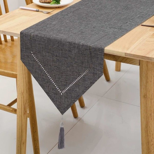 IC Grå Linnelöpare 32 x 180 cm, Högkvalitativ Bordslöpare, Enkel Bordslöpare, Modern, Lätt att Sköta för Matbord