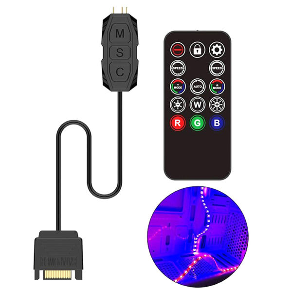 IC Argb Mini Controller 5v 3pin Till SATA Drivs Inbyggd Ljus För