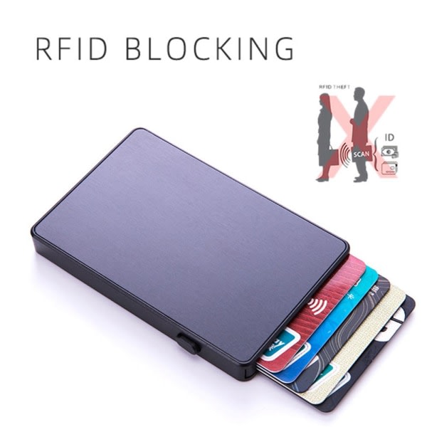 IC Automatisk Pop Up Plånbok Kreditkortshållare SVART svart