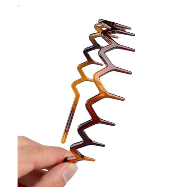 Zigzag Hajtand Hårbånd Plastikkam Hårbøjle til Kvinder og Piger Daglig Styling Sort Brun
