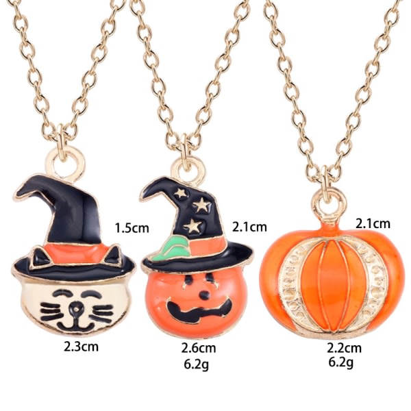 IC 3-pack pumpa hatt hänge Cat Head charmiga hängande Halloween halsband