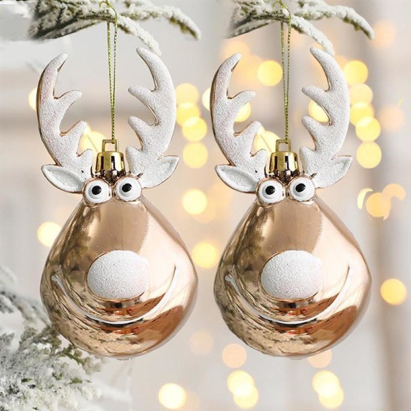 IC 4 stk Elg Julekuler Pynt Xmas Tree Hanging Bauble