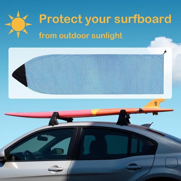 Elastisk surfbrett-sokk med snøring, beskyttende trekk for longboard og paddleboard, blå, 230 x 50 cm