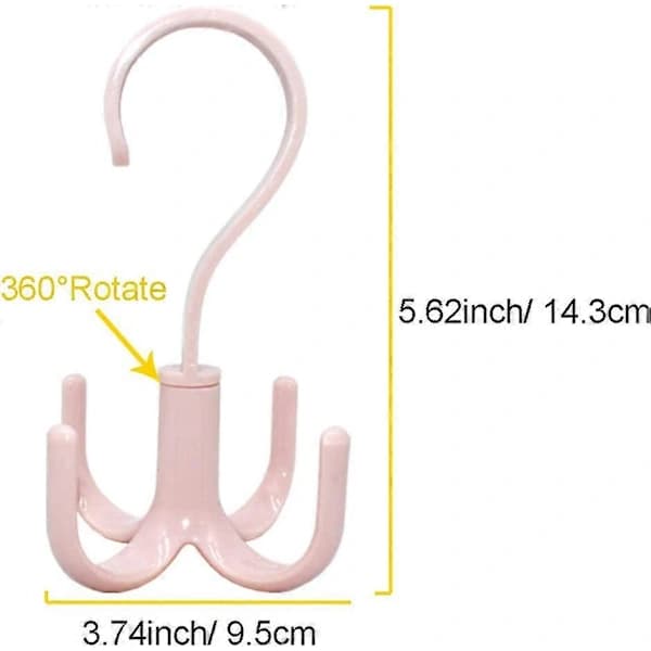 Wardrobe Hanger Organizer Storage Handbag Holder 360 Degree Rotating 4 Hooks [DB]