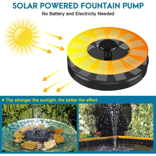 IC Solfontän, Utomhus Trädgårdsfontän Solpump för Damm