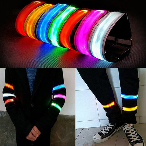 IC 1-pack LED reflekterande armband Nylon justerbart armband Luminou White