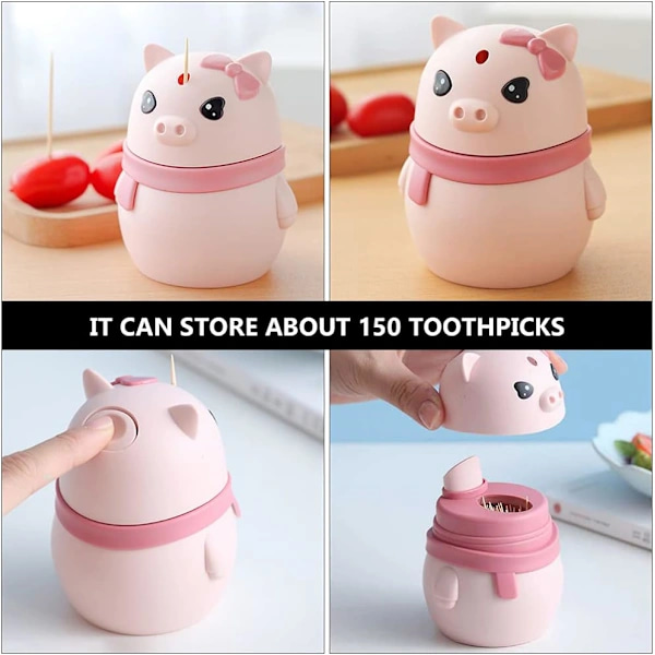 Automatic Toothpick Dispenser Cute Pig Shape Pop-Up Toothpick Holder Storage Box