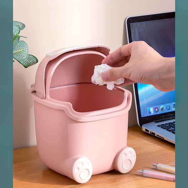 Waste Bin - Countertop Bin - Trash Can - with - Lid - Tabletop Waste Bin - Small - Mini Waste Bin - Countertop - Desk - Bathroom