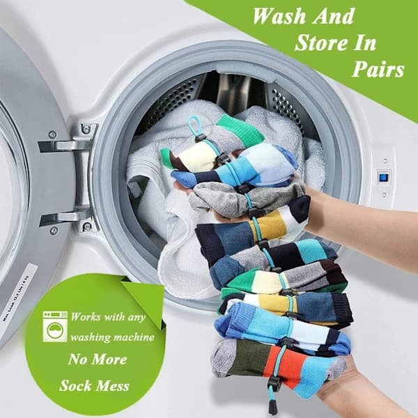 Hanging Bag Socks Storage - Hanging Without Drilling - Hanging Storage - Organizer - Retractable Clothesline with Clothespins -