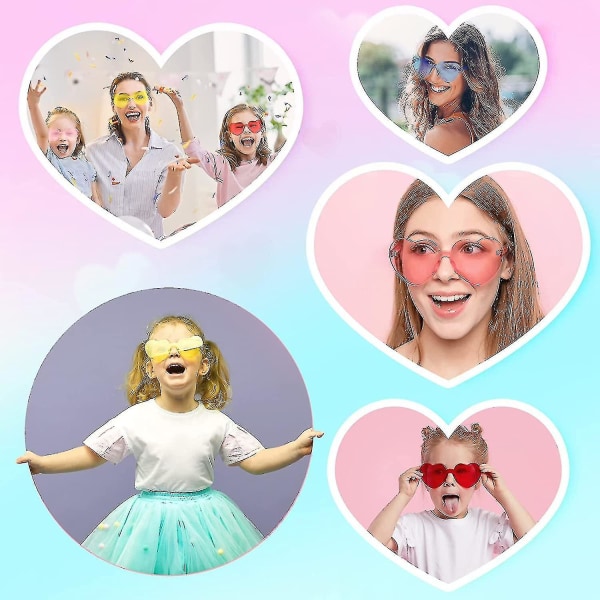 Hjerteformede solbriller 10 stk Rammeløse hjerte solbriller Kjærlighet Hjerteformede briller Transparente fargede hjertebriller Multipack Mote Funky Eyewear Fo Y